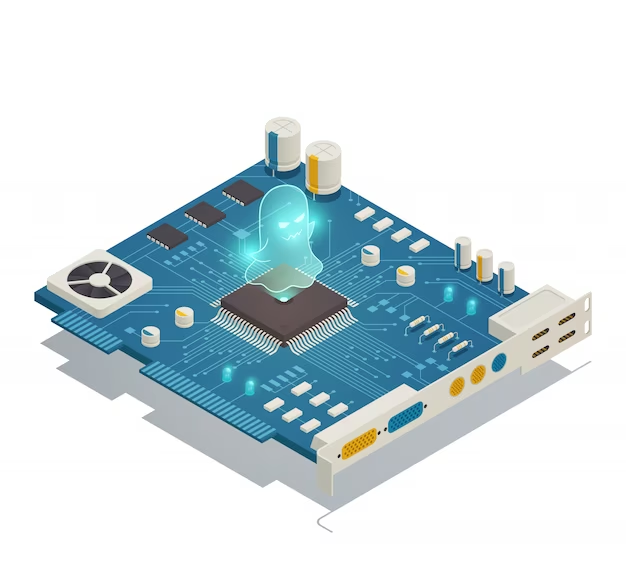 A decoder in digital electronics - illustration of a circuit board with a decoder chip